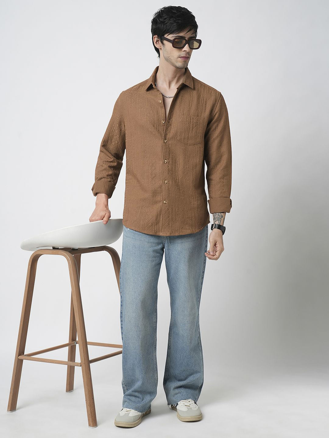 VASTRADO Men Classic Spread Collar Solid Slim Fit Casual Shirt