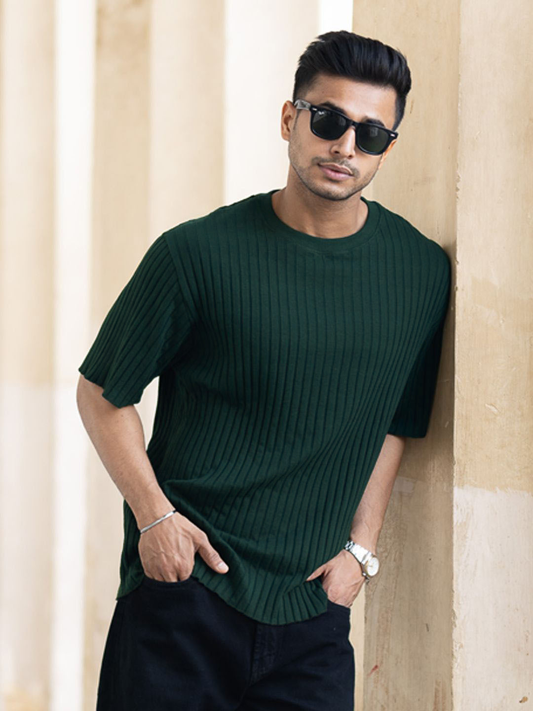 Powerlook Men Drop-Shoulder Sleeves Oversized T-shirt