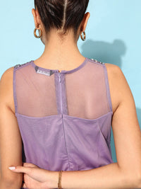 STREET 9 Women Elegant Lavender Solid Maxi Dress