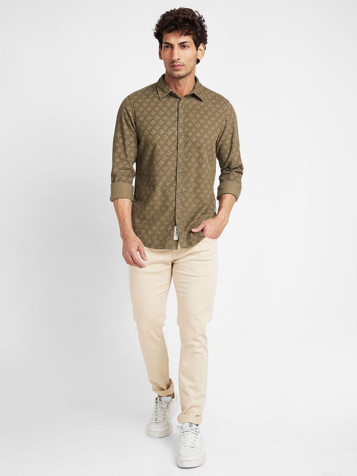 Being Human Men Pure Cotton Slim Fit Opaque Printed Casual Shirt