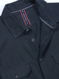 Thomas Scott Men Classic Slim Fit Spread Collar Solid Linen Casual Shirt
