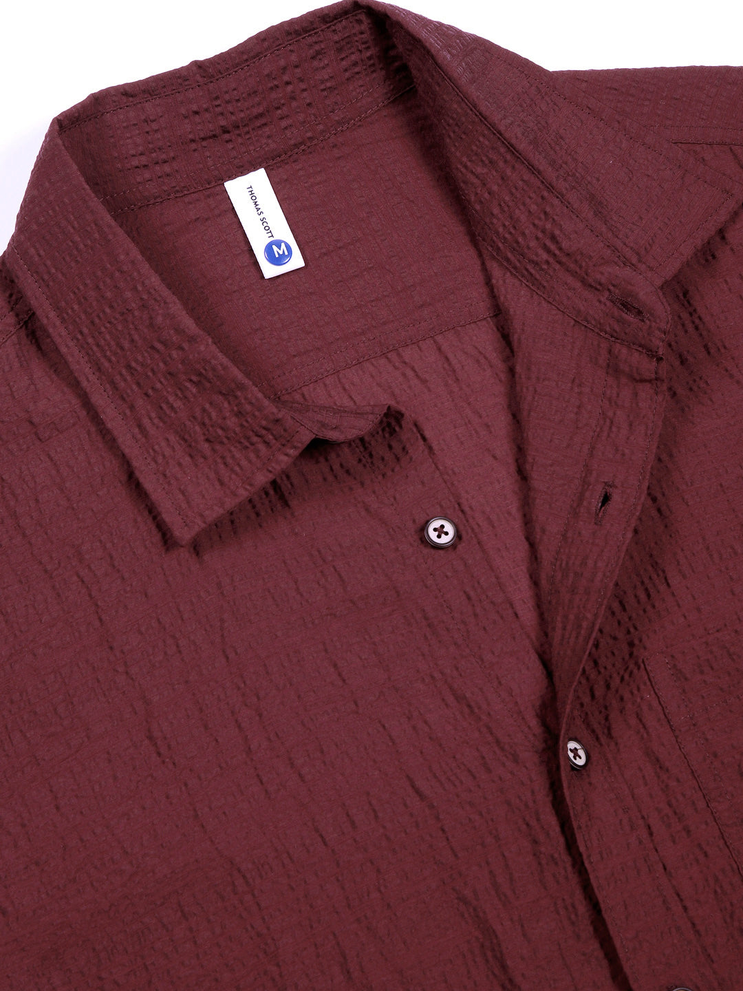 Thomas Scott Men Smart Slim Fit Spread Collar Textured Casual Shirt
