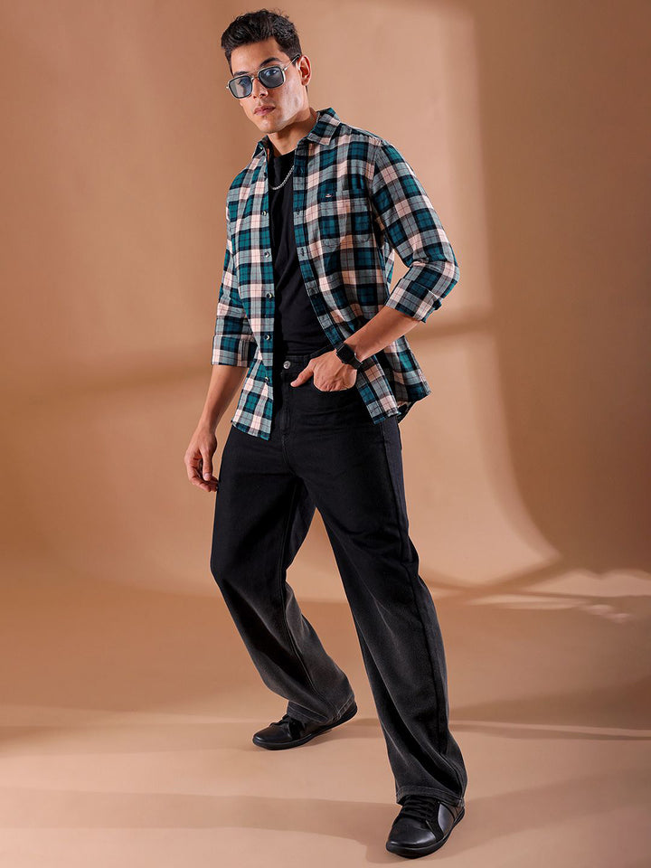 The Indian Garage Co Men Slim Fit Buffalo Checks Opaque Checked Casual Shirt