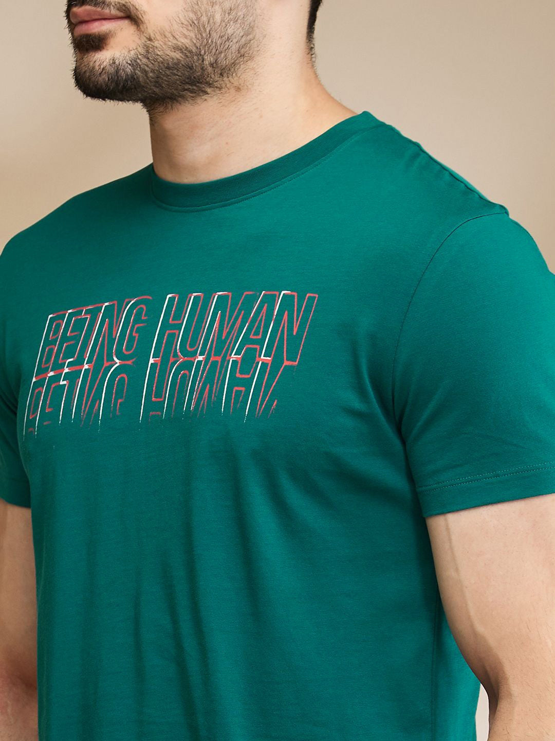 Being Human Men Typography Printed Applique T-shirt