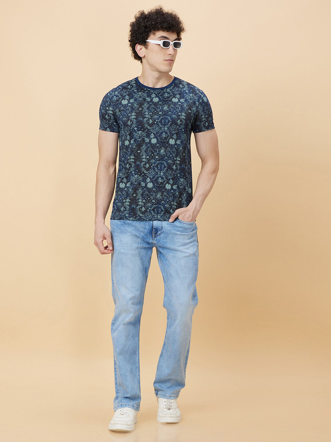 Being Human Abstract Printed Round Neck Pure Cotton Casual T-shirt