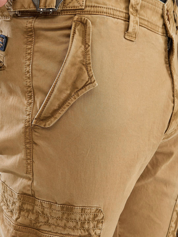 SPYKAR Regular Fit Solid Cargo Trousers