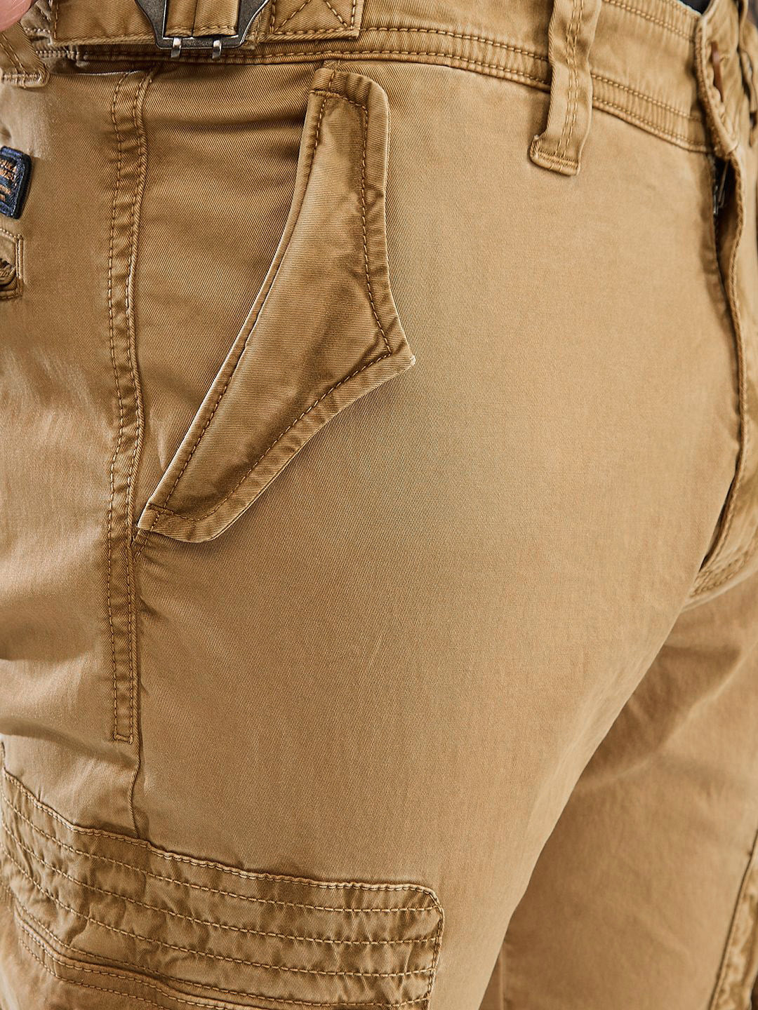 SPYKAR Regular Fit Solid Cargo Trousers