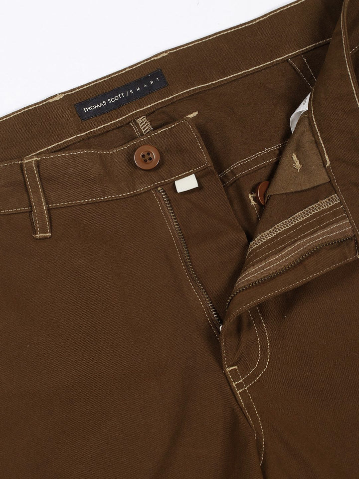 Thomas Scott Men Smart Regular Fit Easy Wash Mid-Rise Cotton Trousers