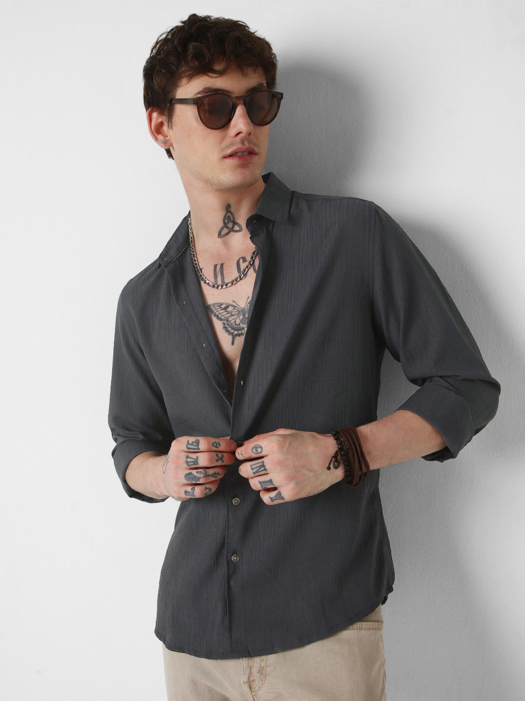 VASTRADO Men Classic Slim Fit Opaque Striped Casual Shirt