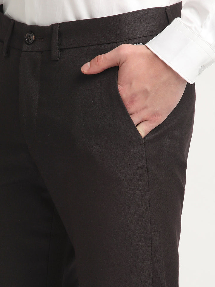 THE BEAR HOUSE Men Solid Tapered Fit Mid-Rise Formal Trousers