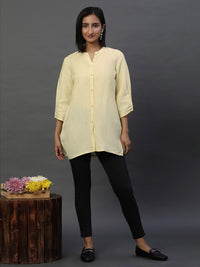 AURELIA Geometric Woven Design Mandarin Collar Straight Kurti