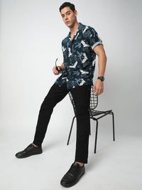 VASTRADO Men Classic Cuban Collar Floral Printed Oversized Casual Shirt