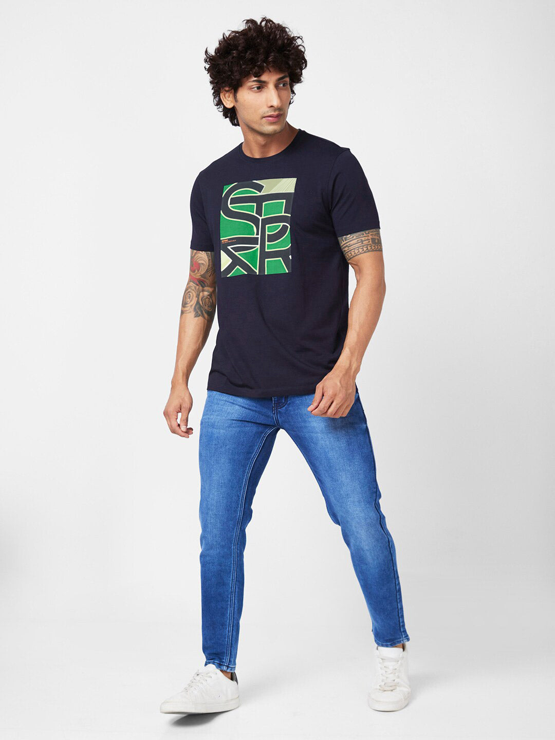 SPYKAR Typography Printed Slim Fit T-shirt