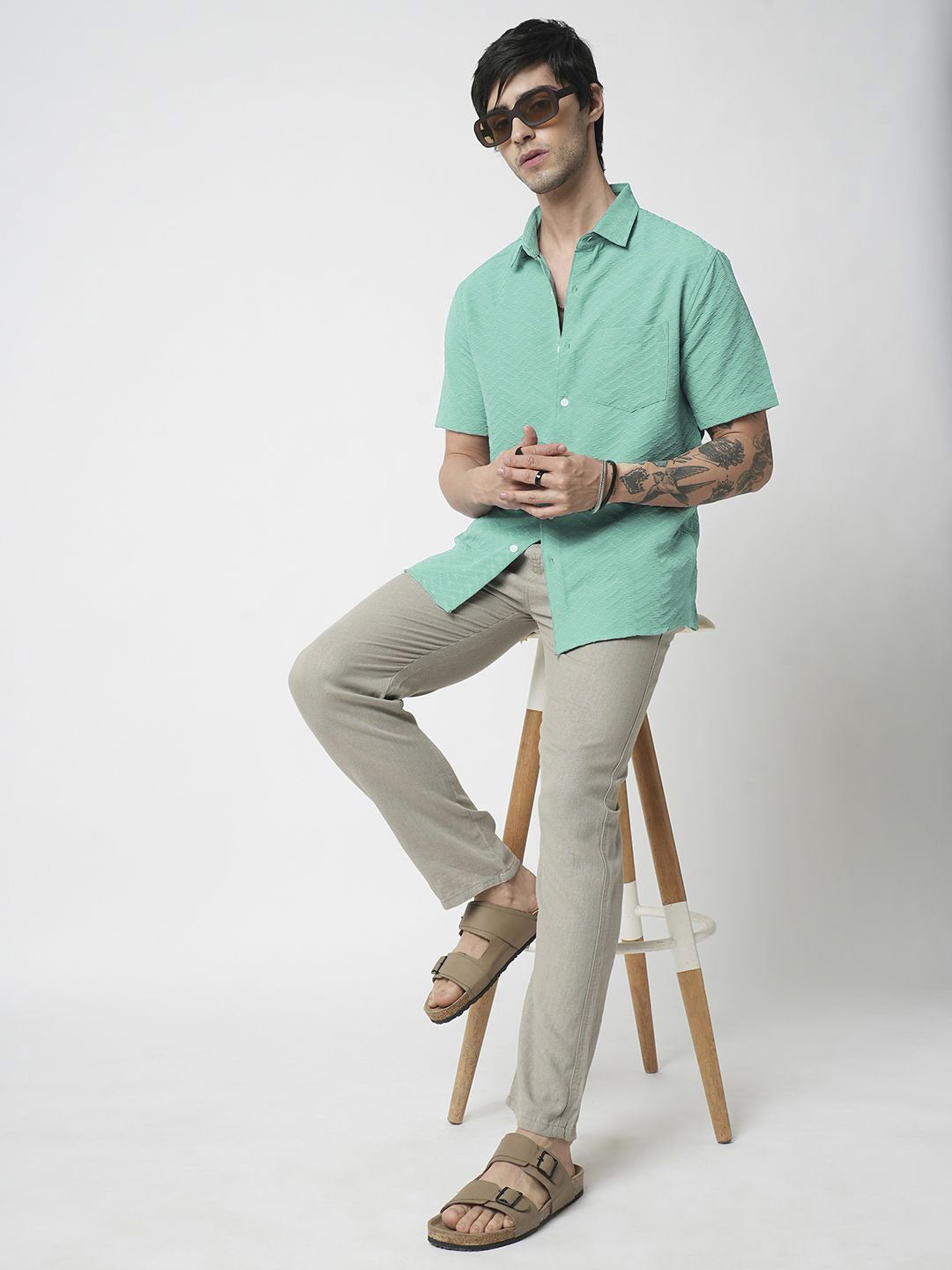 VASTRADO Men Classic Spread Collar Solid Slim Fit Casual Shirt
