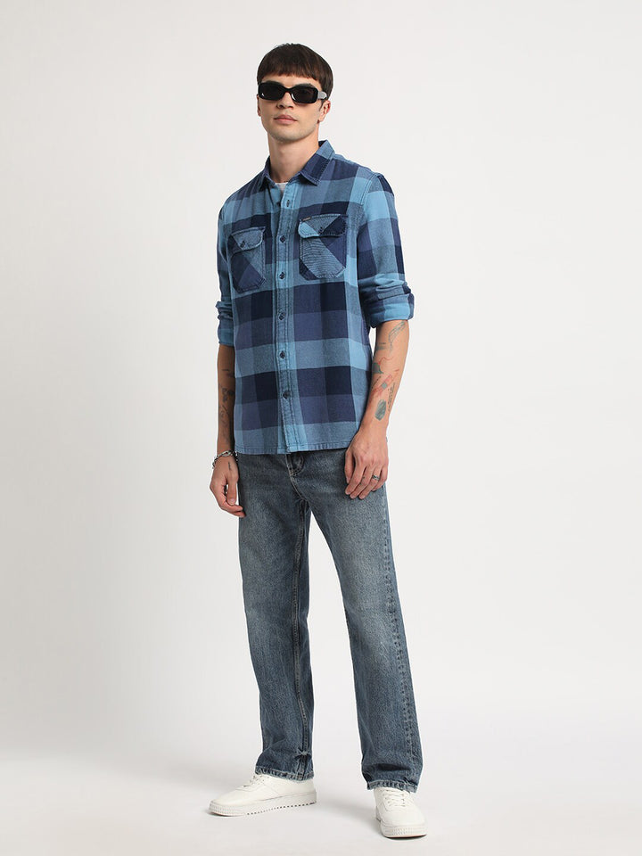 THE BEAR HOUSE Slim Fit Buffalo Checked Pure Cotton Casual Shirt
