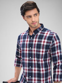 SPYKAR Pure Cotton Slim Fit Opaque Checked Spread Collar Casual Shirt