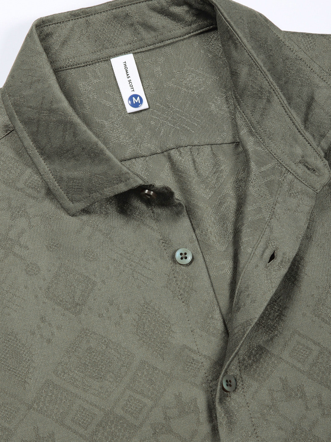 Thomas Scott Men Smart Slim Fit Cutaway Collar Geometric Printed Casual Shirt