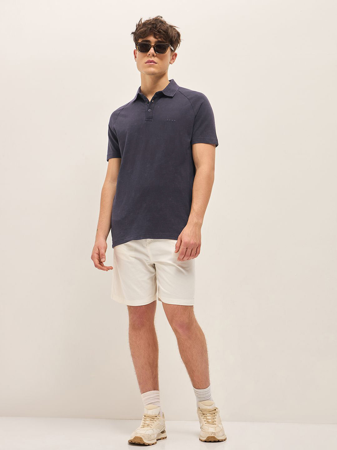 THE BEAR HOUSE Men Solid Polo Collar Cotton T-shirt