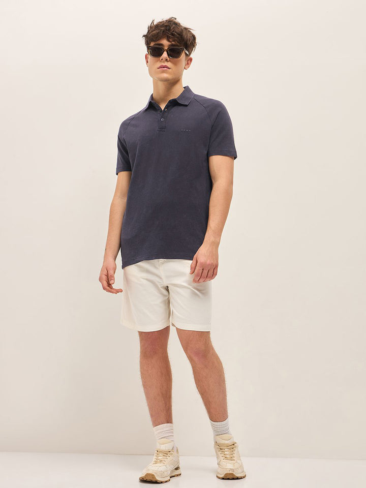 THE BEAR HOUSE Men Solid Polo Collar Cotton T-shirt