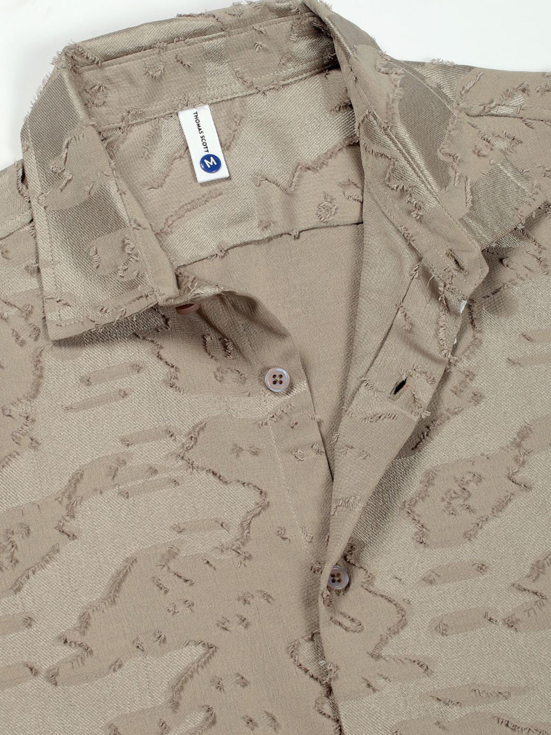 Thomas Scott Men Premium Spread Collar Textured Textured Slim Fit Casual Shirt