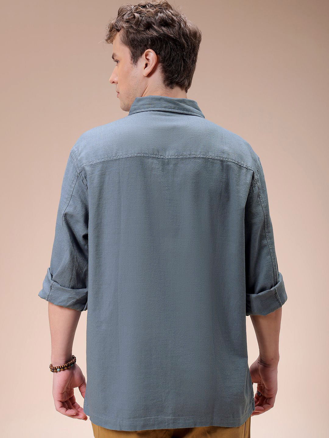 The Indian Garage Co Men Regular Fit Solid Double Flap Pocket Resortwear Overshirt