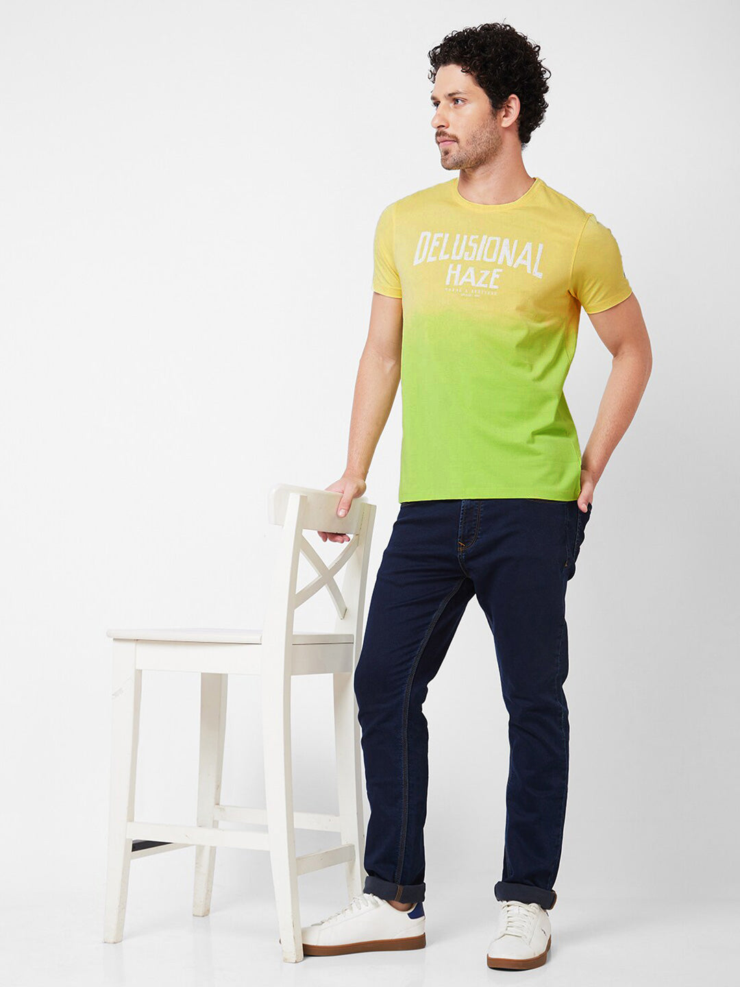 SPYKAR Typography Printed Cotton Slim Fit T-shirt