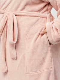 KLOTTHE Plus Size Woolen Long Sleeve Bath Robe With Belt