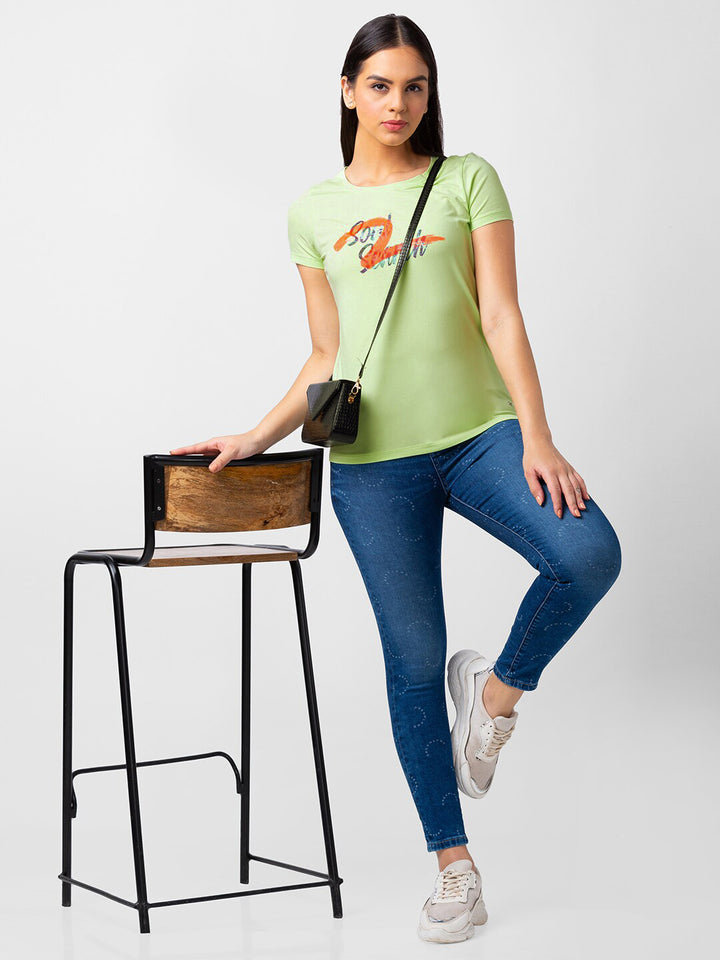 SPYKAR Women Typography Printed T-shirt