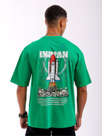 The Indian Garage Co Pure Cotton Back Printed Boxy Oversized Round Neck T-shirt