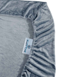 KLOTTHE Grey Solid Fitted 300 TC Woolen Bedsheet Single dengan 1 Sarung Bantal