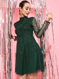 STREET 9 Women Stunning Green Solid Dress