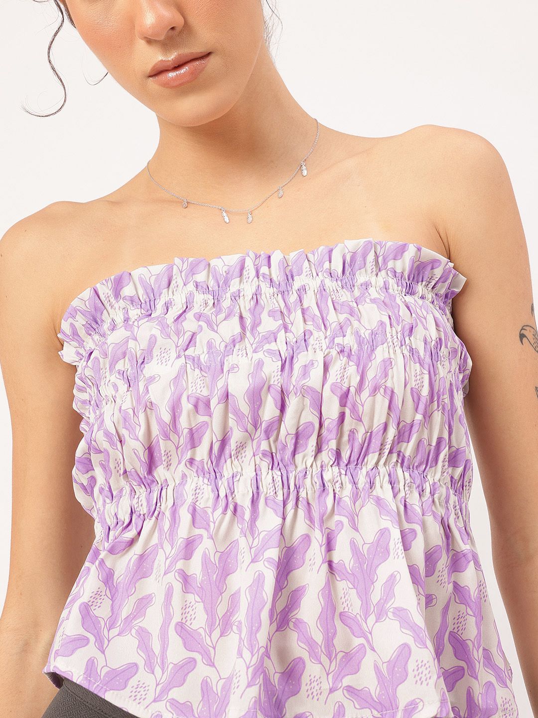 DressBerry Bloom Babe Smocked Floral Print Bandeau Top