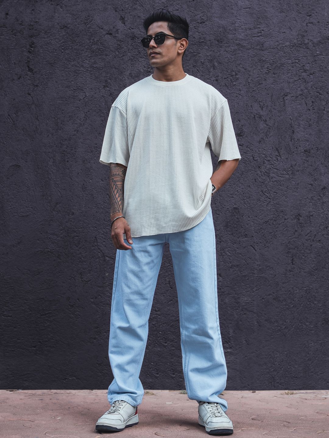Powerlook Drop-Shoulder Sleeves Oversized Half Sleeves T Shirt