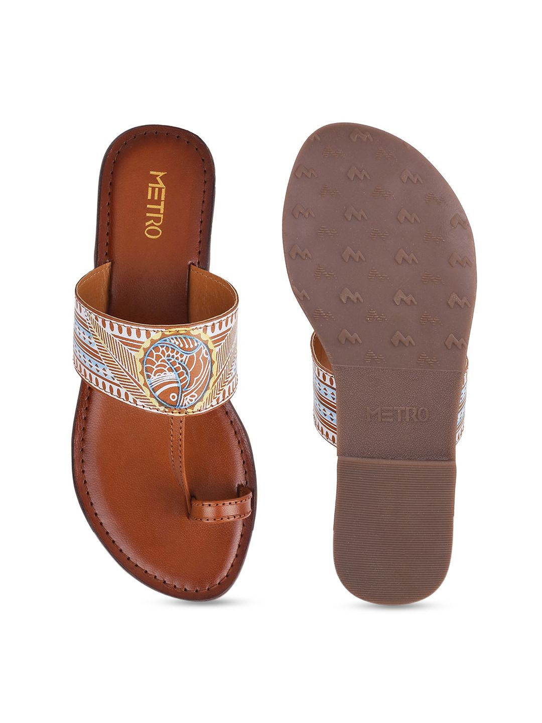 Metro Printed Leather One Toe Flats