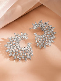 Rubans perak bersalut iklan buatan tangan buatan tangan & padu zirkonia bertudung spiral stud anting-anting