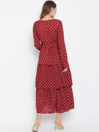 Berrylush Women Red Printed Fit and Flare Dress