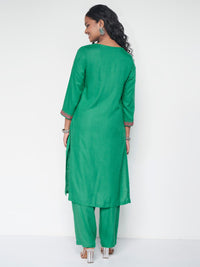 Global Desi Ethnic Motifs Embroidered Straight Kurta With Trouser