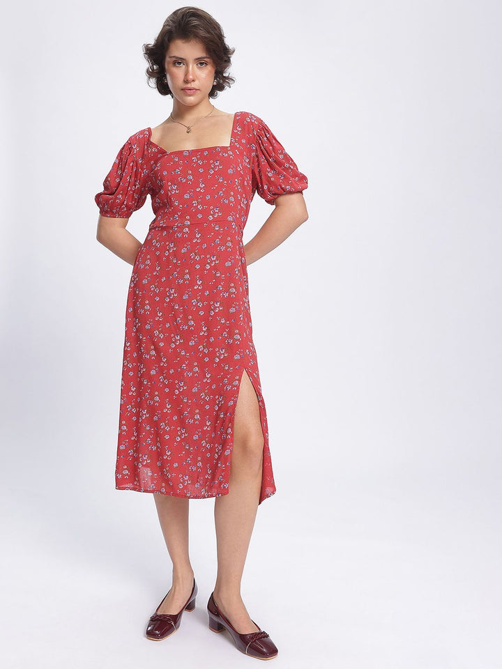 DressBerry Floral Fantasy Cut Out Detail Midi Dress