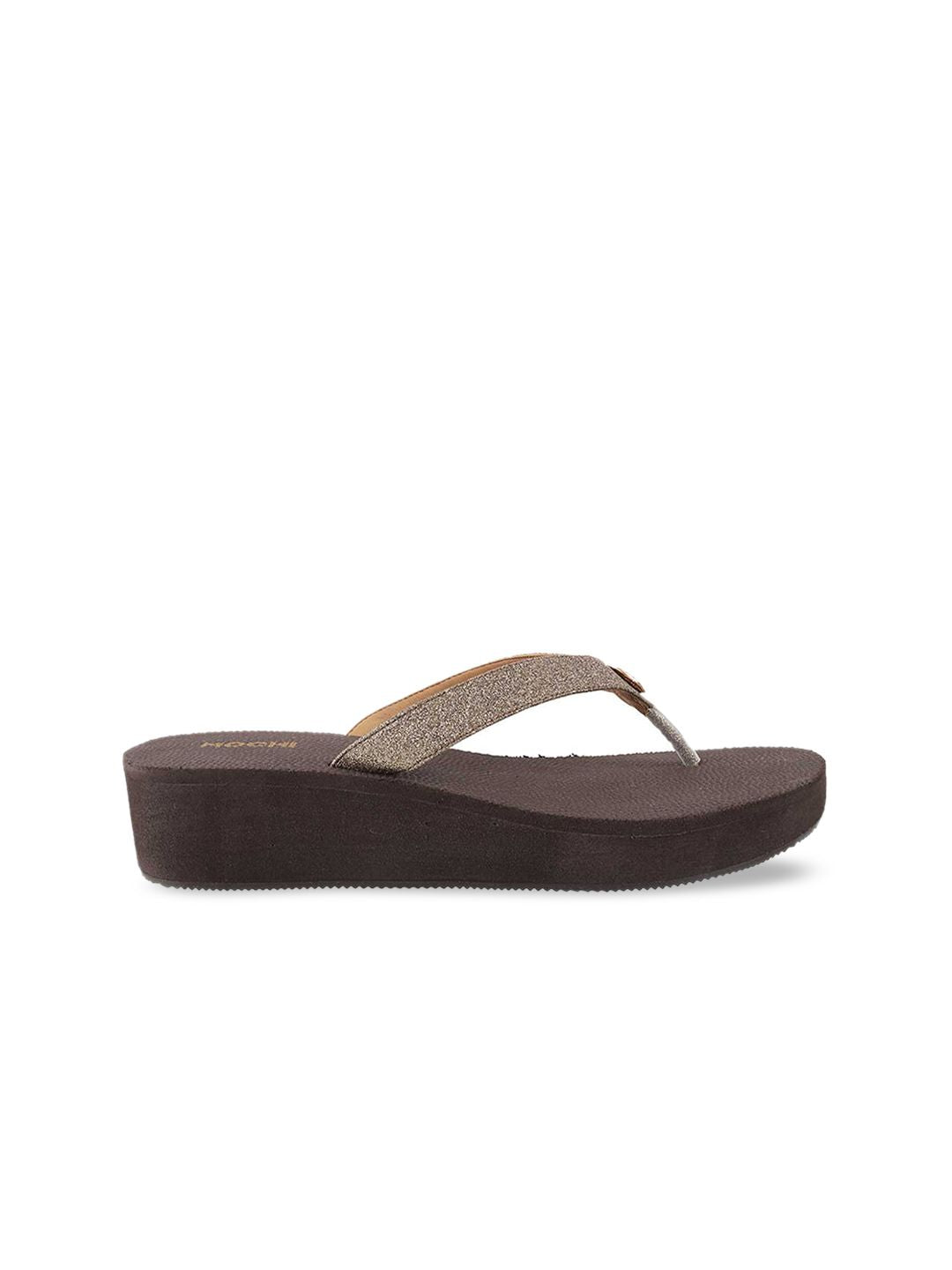 Mochi Women Gold-Toned Solid Sandals