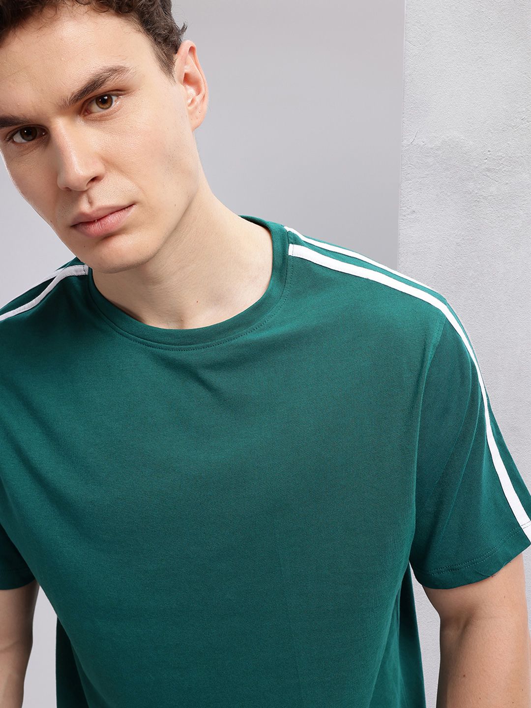 HRX by Hrithik Roshan Brand Logo Printed Training T-shirt with Striped Detail