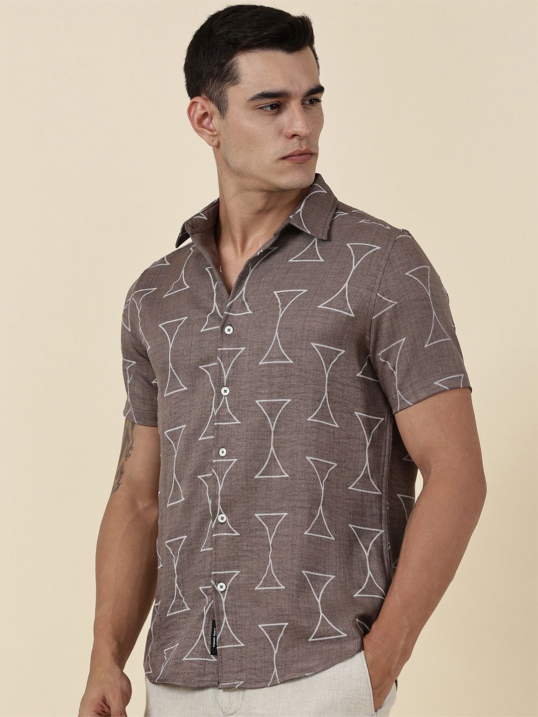 Thomas Scott Men Classic Slim Fit Opaque Printed Casual Shirt