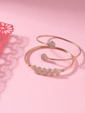 Zaveri Pearls Women Rose Gold & White Brass Cubic Zirconia Kada Bracelet Set of 2