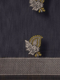 Saree mall Navy Blue Paisley Linen Blend Banarasi Saree