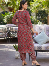 KALINI Women Floral Printed Regular Thread Work Kurta with Trousers & With Dupatta