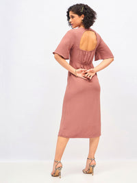 SASSAFRAS Flared Sleeve Cut Out A-Line Midi Dress