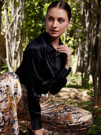 WORK IT by STREET 9 Black Comfort Spread Collar Casual Shirt