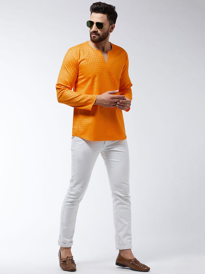 SOJANYA Kurta Lurus Tenunan Oren Lelaki
