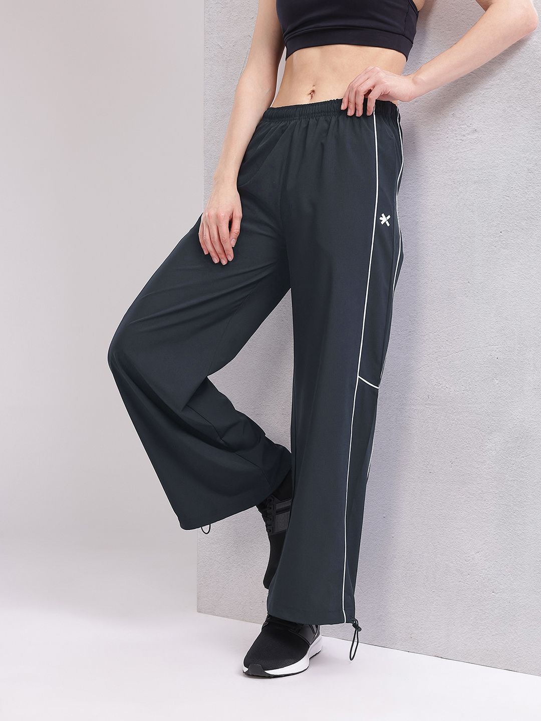 HRX by Hrithik Roshan Women Contrast Piping Rapid-Dry Flared Training Track Pants