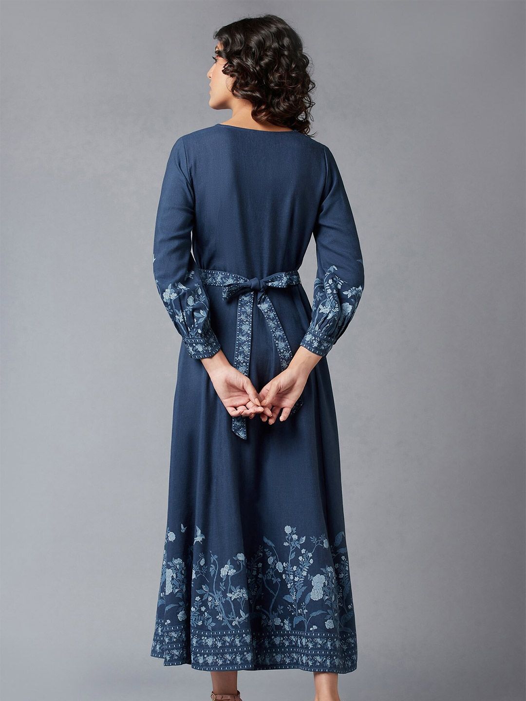 W Women Blue & White Floral Maxi Dress