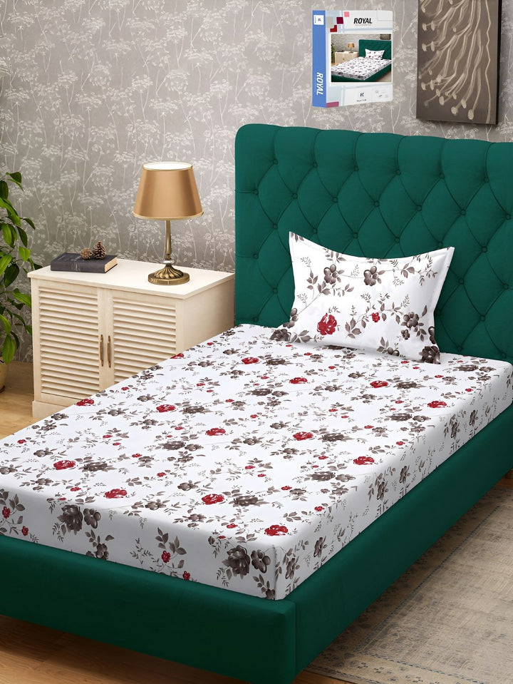 KLOTTHE Floral Printed 300TC Single Bedsheet & Pillow Cover